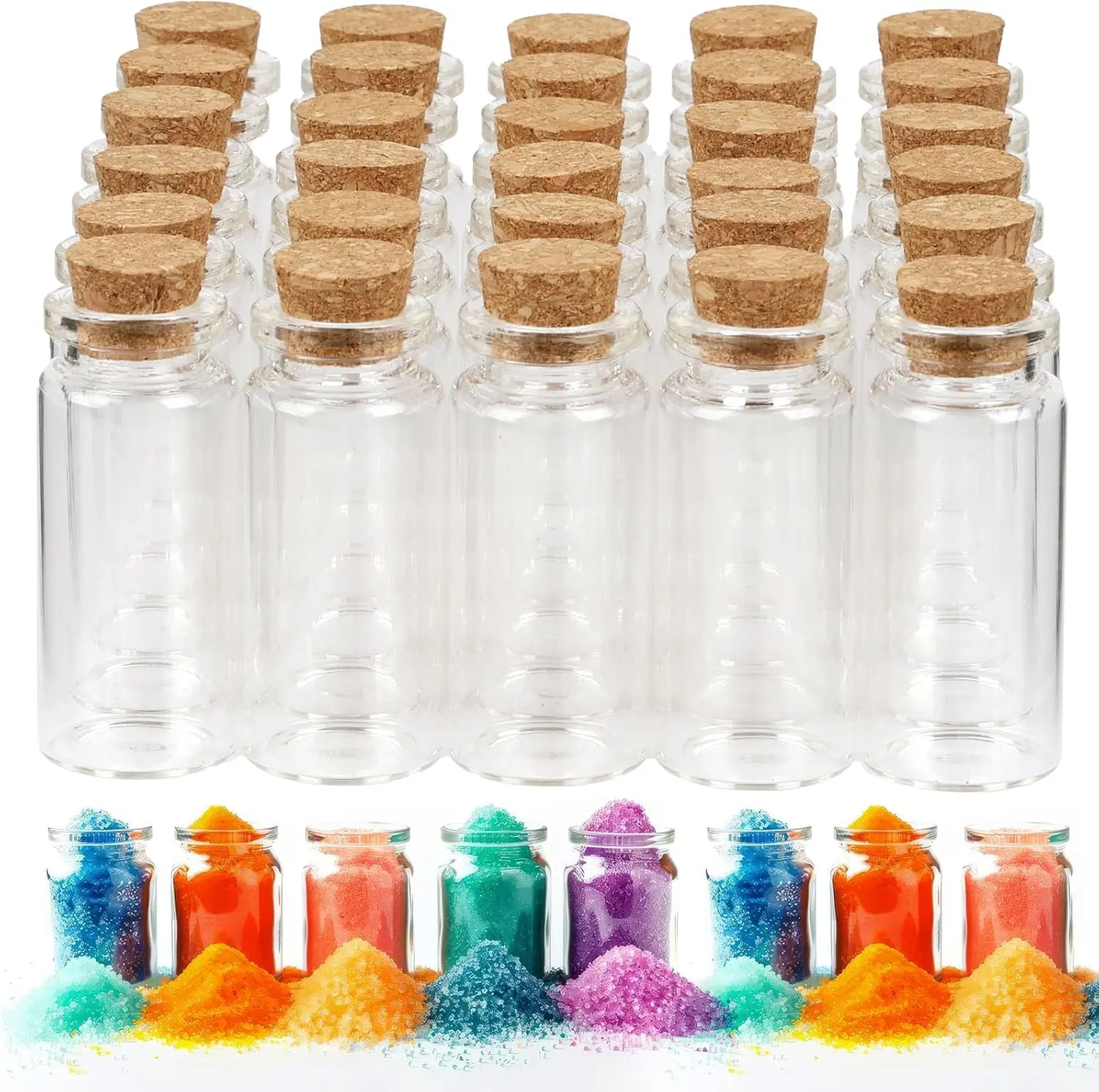 30PCS Spell Jars, Mini Jars, Glass Vials Potion Bottles | Mini Glass Bottles, Small Glass Bottles with Cork, Message in a Bottle for Party, Art Crafts, DIY Projects, Wedding (10ML)