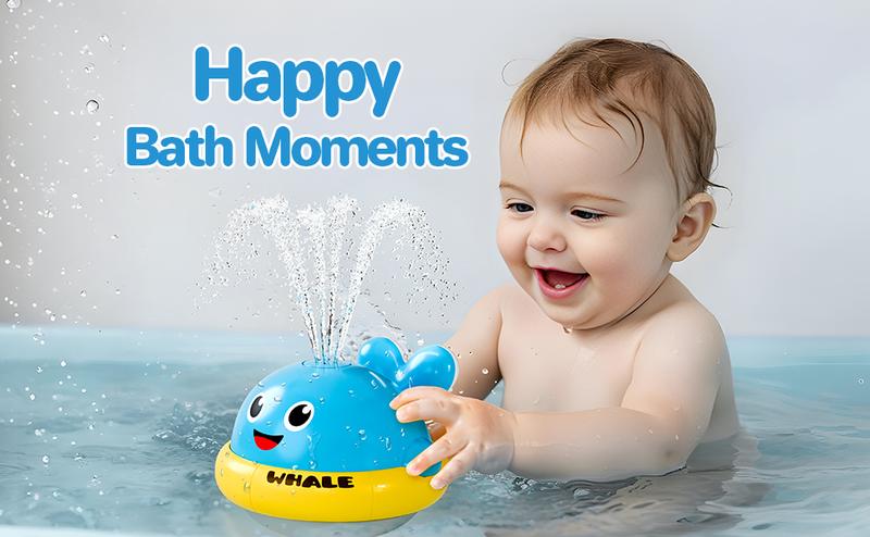 Baby Bath Toys, Light Up Whale Sprinkler Bath Toys for Kids Ages 1-3, Pool Water Toys for Toddlers Bathtub Fountain Toys, Birthday Gifts for 1 2 3 Year Old Boys & Girls