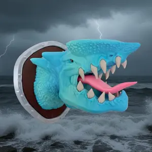 The Tide Leviathan Dragon Head Bust - Eco-Friendly Wall Mount with Blue Scales & Fierce Snarl | D&D Decor, Gamer Gift, Fantasy Beast Statue | Hand-Crafted PLA, Metallic Trim, Collectible Stat Block Card