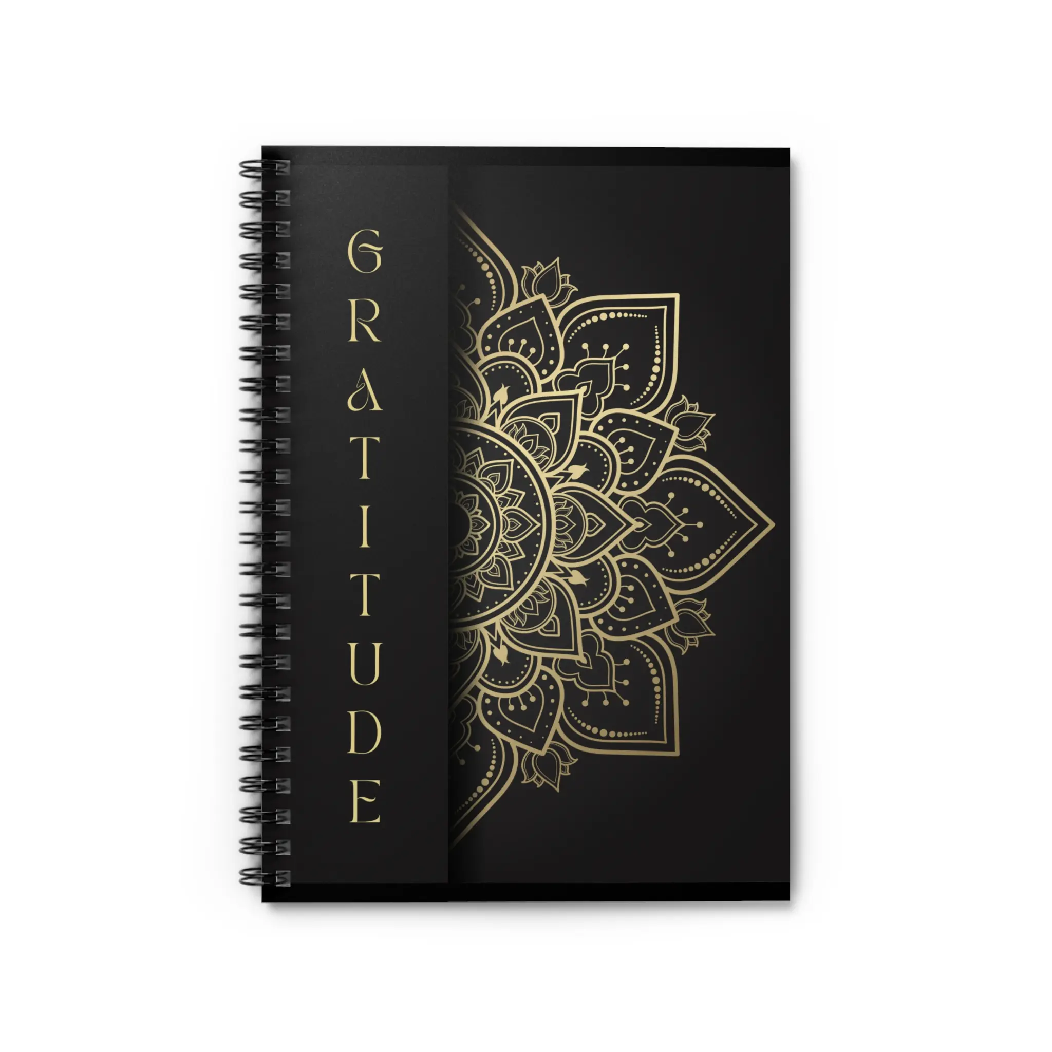 Gratitude Spiral Notebook - Elegant Black & Gold Design, Journal, Planner, Gift for Writers, Mindfulness, Self-Care