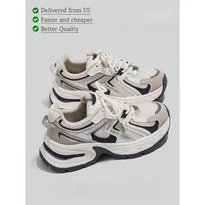 New for 2025: Thick-Soled Sports Shoes — Comfortable and Stylish Running/Casual Sneakers for Women, Designed for Outdoor Use Ladies' Shoes Breathable Mesh Shoes