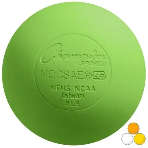 Neon Green Champion Sports Lacrosse Ball - Molded Rubber, NOCSAE Compliant, SEI Certified, NCAA/NFHS Approved, for Practices & Tournaments, All Experience Levels, Improved Feel & Accuracy