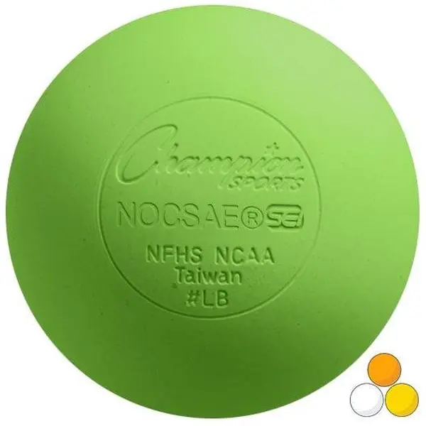 Neon Green Champion Sports Lacrosse Ball - Molded Rubber, NOCSAE Compliant, SEI Certified, NCAA/NFHS Approved, for Practices & Tournaments, All Experience Levels, Improved Feel & Accuracy