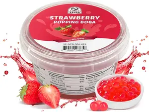 Strawberry Popping Boba (500g), Popping Pearls for Bubble Tea, Beverages, Sweets, Ice Cream, Shakes, Desserts & Smoothies Topping, 1.1 Pound (Pack of 1)