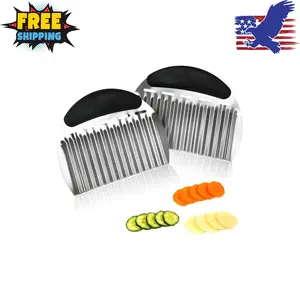 2PCS Large Crinkle Cutters, Heavy Duty Stainless Steel Crinkle Cutter