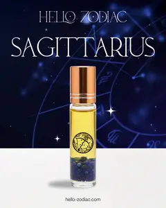 Hello Sagittarius Essential Oil Blend with Citrus Vanilla Coffee Cedarwood Infusion Chips Lapis Lazuli for Bold Adventurous Vibe