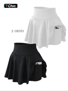 Women's Sporty Short Skirt Pants, Fashionable Multifunctional Tennis Golf Fitness Half Skirt, Anti-Exposure with Pockets, Casual Sporty Skort