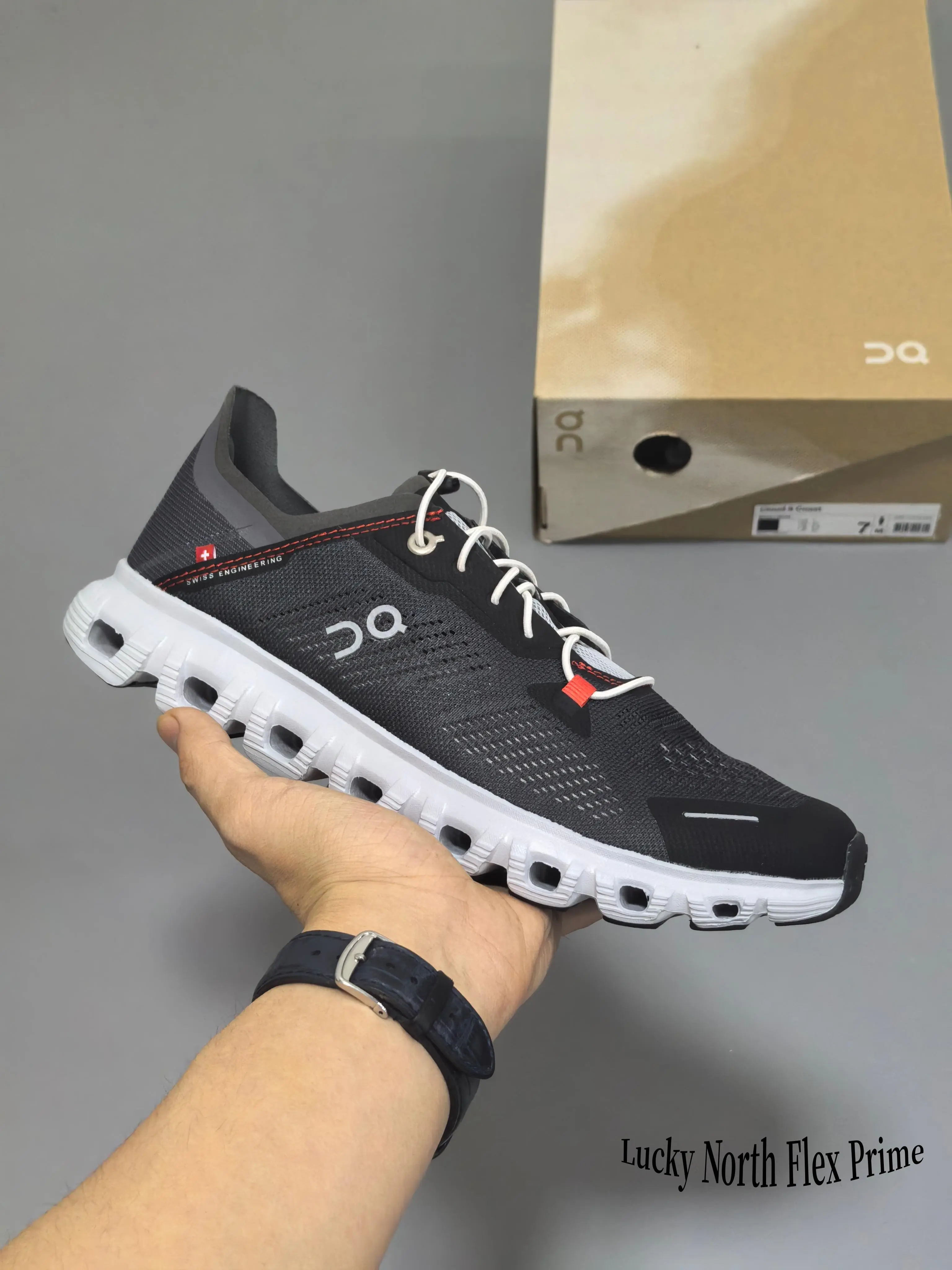 Sporty Accent Two-Tone Casual Footwear, Black Air-Woven Mesh With Red Detail, Segmented Hollow Chunky White Sole Urban Daily Street Sneakers