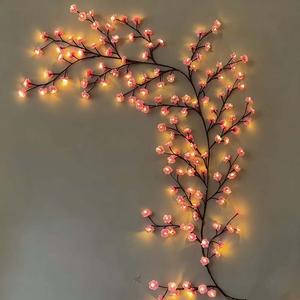 Cherry LED Tree Branch Lights for Wall 96 LED Cherry Blossom Wall Lights with Remote and 8 Lighting Modes for Bedroom Wall Doors Windows Wedding Christmas Birthday