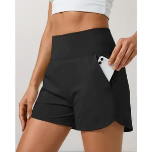 Women's 3.5" High Waisted Running Shorts with Pockets Quick Dry Athletic Gym Shorts for Yoga Workout