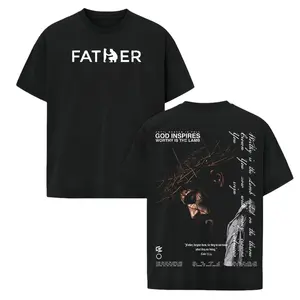Christian Streetwear FATHER Graphic T-Shirt Oversized Vintage Wash Faith Tee Jesus Crown of Thorns Back Print Urban Gospel Apparel Worthy Is The Lamb Men's Hip Hop Cotton Tshirt Religious Gift Slim Fit Camo Stress Relief Hoodie