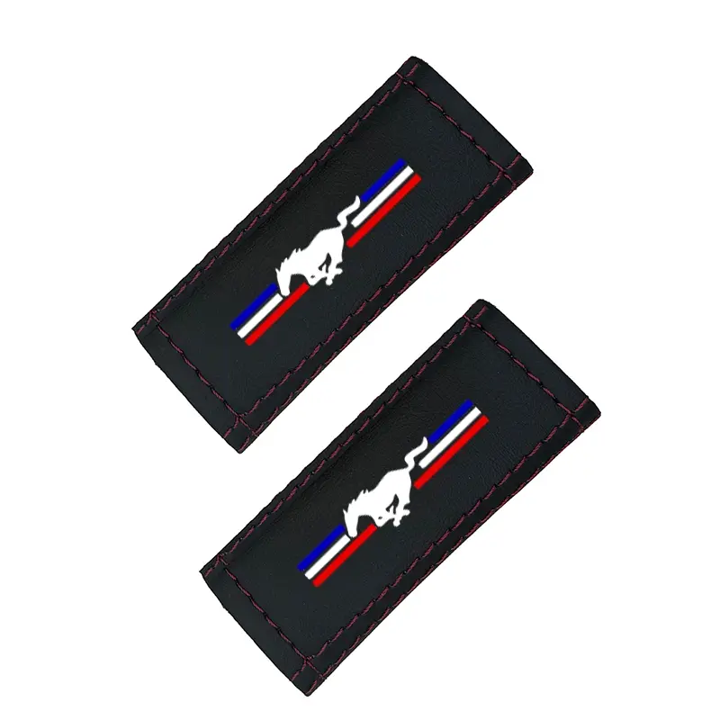 2pcs For Ford mustang 1 PU Leather Car Interior Seat Cover Accessories, Car Handle Protection Cover Accessories, Car Interior Accessory