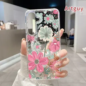 Magnetic Phone Case for Samsung Galaxy S26 Edge S23 Ultra S24 Plus FE S25 S22+ Floral Whimsy Dream Pattern Non-Yellowing Shockproof Soft Silicone Transparent Acrylic Large Hole Cover Supports Wireless Charging