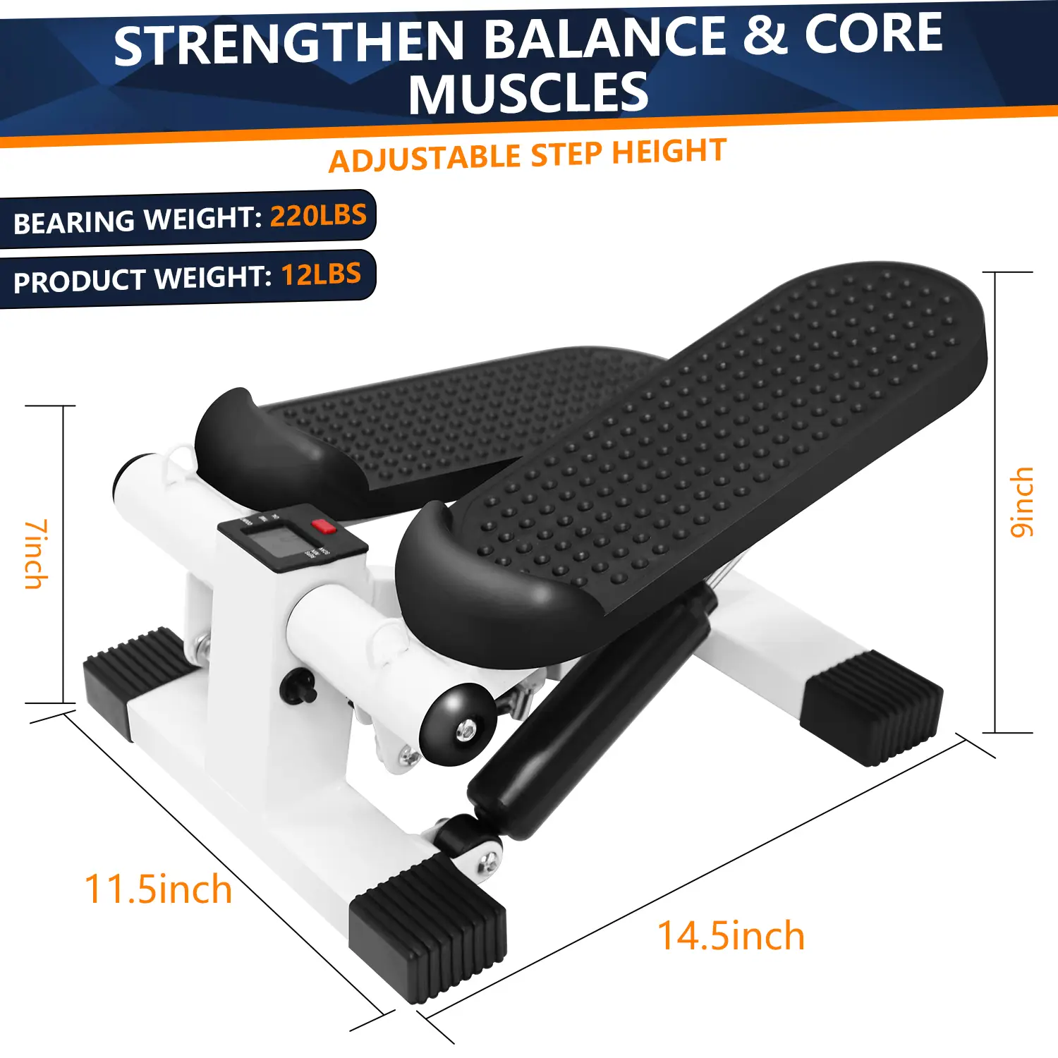 ZenActive Upgraded Version Mini Stepper Health & Fitness For Home Exercise Step Cardio Equipment with Digital Monitor