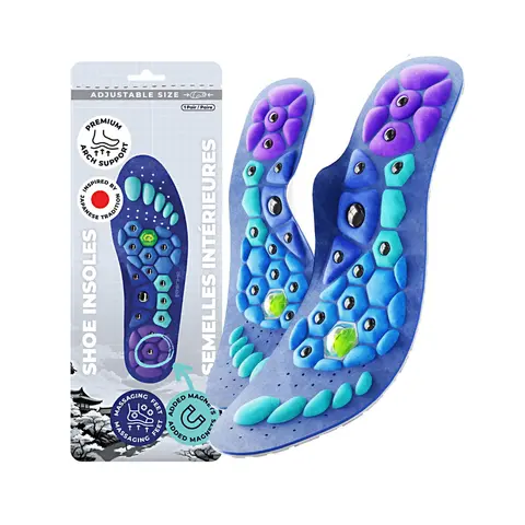 Akusoli Magnetic Arch Support Insoles for Men and Women, Shock Absorbing Work Boot Inserts for Standing and Running
