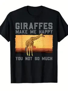 Men'S & Women'S Funny Giraffe Graphic T-Shirt - "Giraffes Make Me Happy" & "You Not So Much" Retro Safari Design, Soft Everyday Shirt for Casual Attire & Sportswear