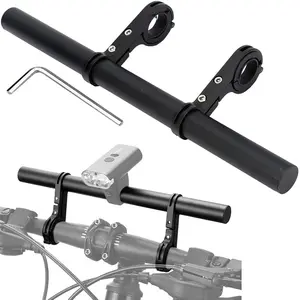 30cm Bike Handlebar Extender with 2 Clamp Brackets, Aluminum Bicycle Bar Extension for Lights GPS Phone Mount