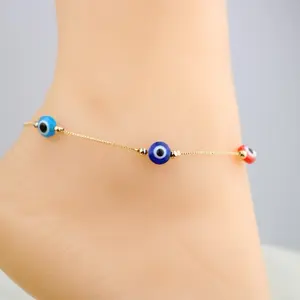 18k Gold Filled Anklet bracelet High Quality 10" -Tobillera de Alta Calidad Bañada en Oro de 18kilates with Colorful Beads