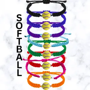 Sportybella Girls Softball Bracelets- Adjustable Softball Charm Jewelry for Players, Teams, Coaches and Fans