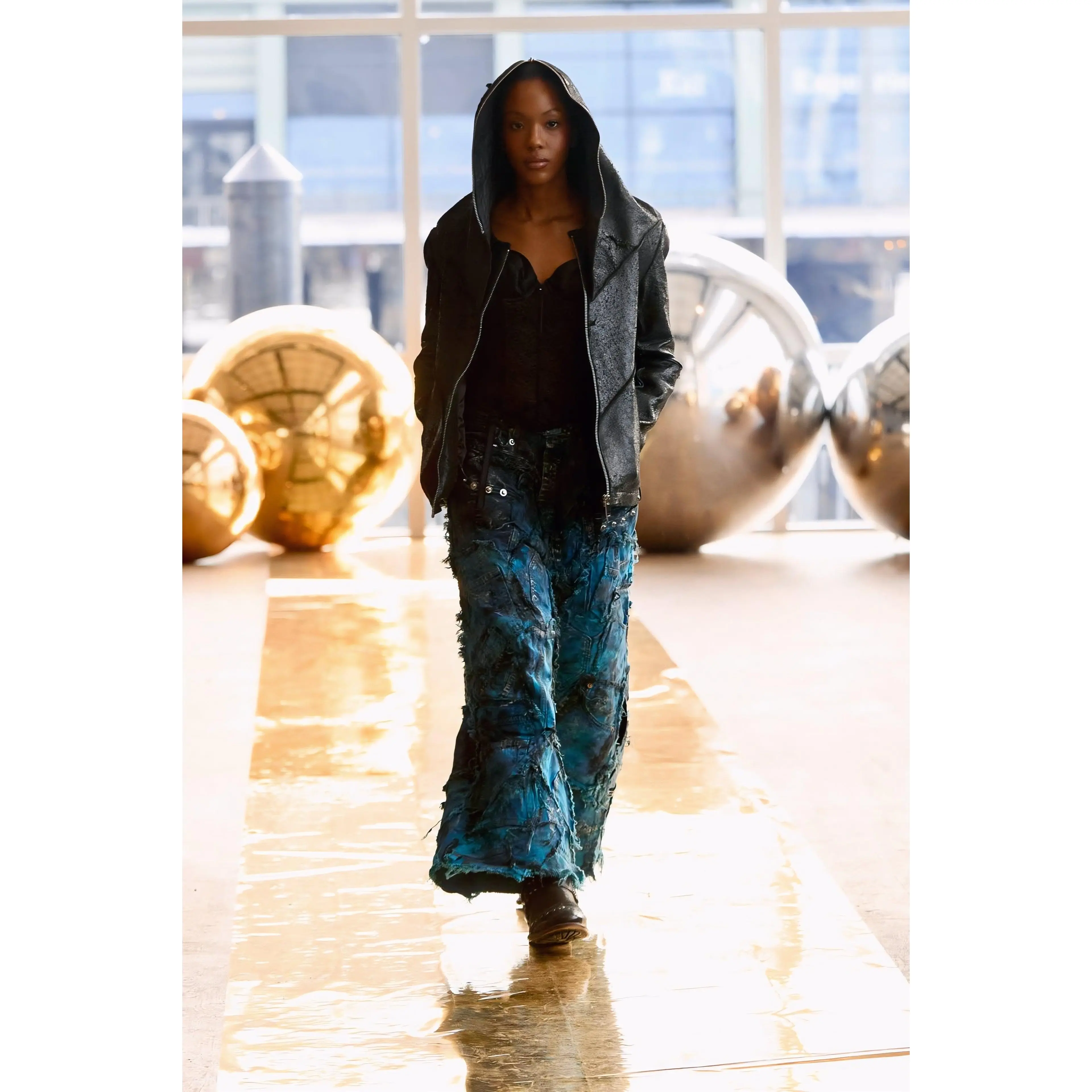 The Priestess Leather Jacket with Hoodie