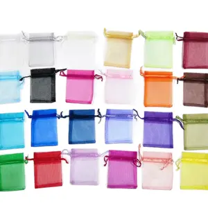 Organza Bags 100-50-24 Count Drawstring 4x5 inch Mini Mesh Pouches for Small Presents Earrings Wedding Party Favors