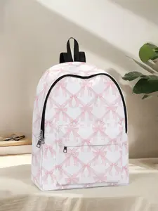 Fun Bowknot Print Backpack for Women, Stylish and Casual Look, Spacious Storage for School and Travel, All Seasons Use, Cute Versatile Backpack