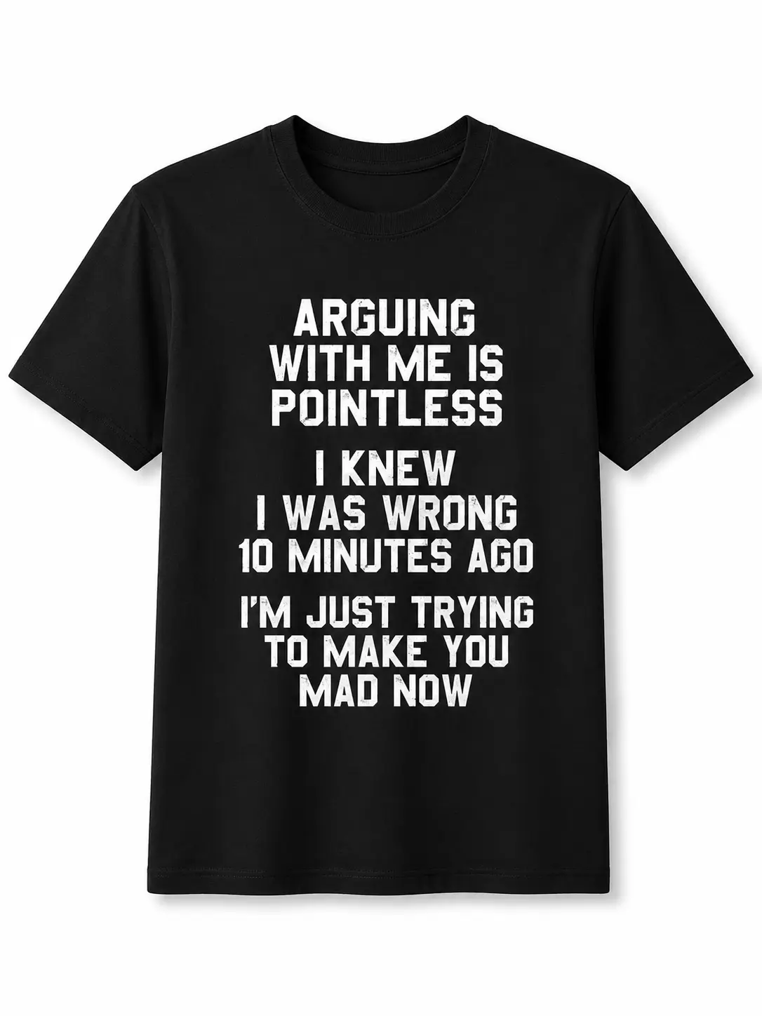 Men's Classic Short-Sleeve T-Shirt - Funny Sarcastic "Arguing With Me Is Pointless" Quote Graphic Tee, Casual Black Cotton Fabric Menswear Top