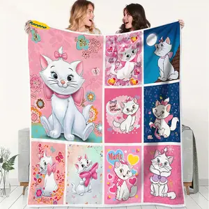 Beautiful White Cat Theme Pattern Fleece Blanket,Classic, Lively and Cute Style Themed Cover Blanket.Stylish Warm Soft Throw for Outdoor, Gift Blanket for Living Room and Travel.