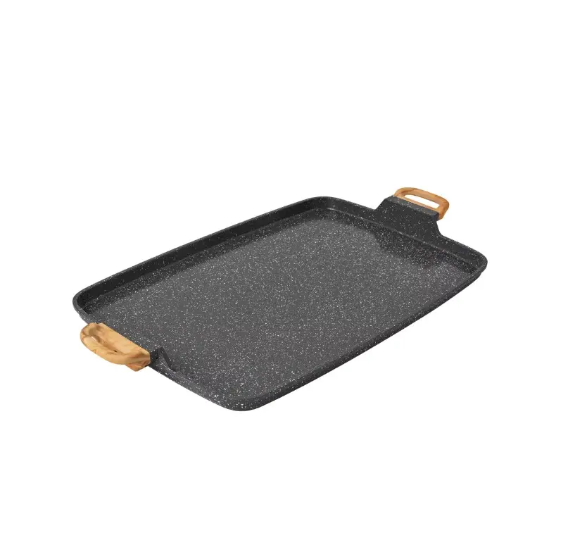 Prairie Signature Cast Aluminum Double Griddle, Charcoal Speckle, 18 in x 12 in