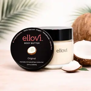 Ellovi All-Natural Body Butter – Original 100% Plant-Based Vegan Moisturizer with 6 Pure Ingredients for Hydrating and Glowing Skin