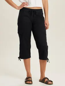 Women’s Convertible Skimmer Pants – Elastic Waist Cotton Utility Capri Pants