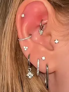 Elegant Zirconia Decor Earrings Set, Artificial Zircon Earrings, Fashionable Earrings for Women & Girls, Trendy All-match & Exquisite Jewelry for Birthday Gift