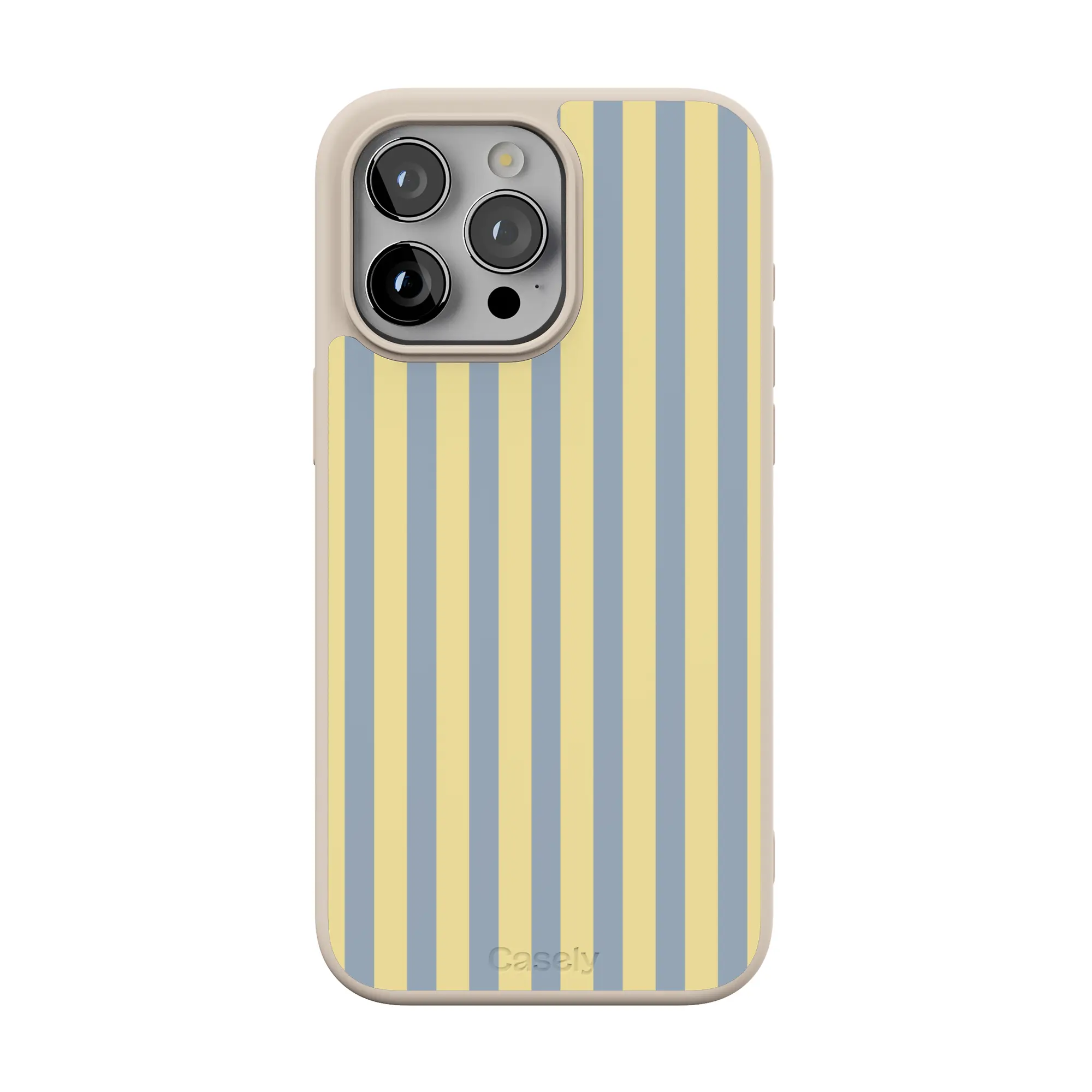 Casely iPhone 15 Pro Max Case | Coastline Stripes | Blue & Yellow | Align Soft-Touch Flexible Bumper Case | Compatible with MagSafe