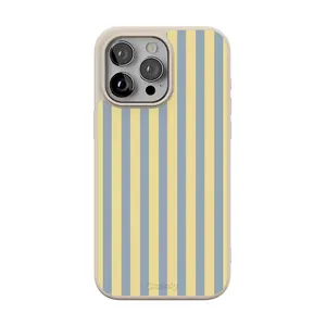 Casely iPhone 15 Pro Max Case | Coastline Stripes | Blue & Yellow | Align Soft-Touch Flexible Bumper Case | Compatible with MagSafe