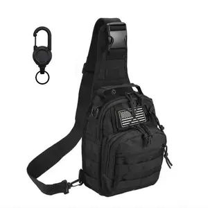Tactical compact shoulder bag, EDC (Everyday Carry), Molle chest bag, concealed carry crossbody bag, suitable for shooting ranges, travel, hiking, outdoor sports, and everyday carry for men and women.