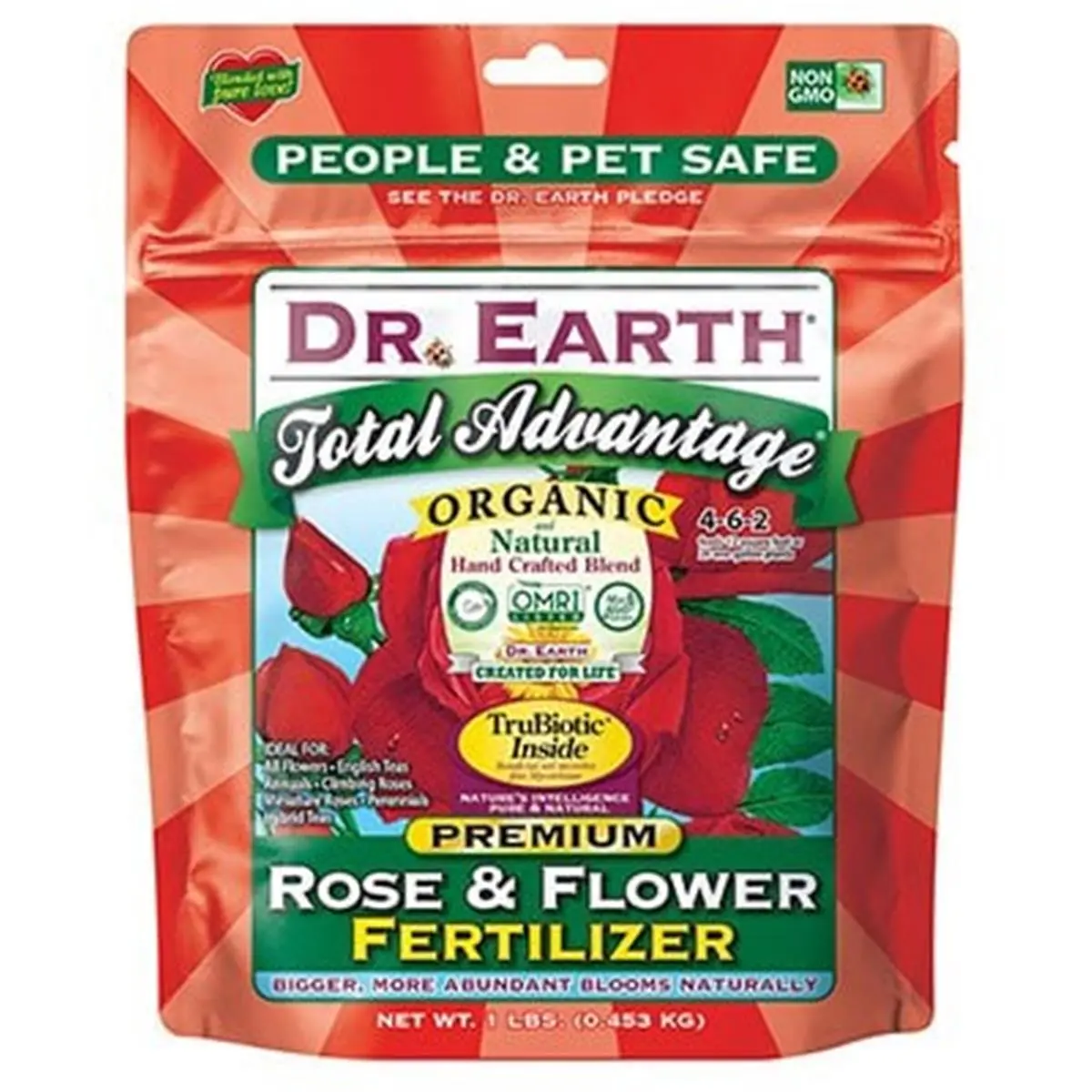 Dr Earth Rose & Flower Fertilizer, 1lb, with Optimum Essential Nutrients, Quick Release & Nutrient Boost for Home Garden Supplies, Quick Nutrient Release