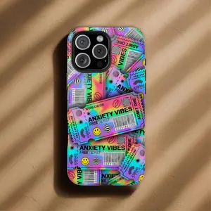 Anxiety Vibes Phone Case: Holographic Ticket Design | For Iphone 17 16 15 14 13 12 11