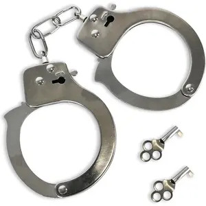 Deluxe Toy Cuffs with Key, Handcuffs Role Play Toys, Cowboy Sheriff Police Costume for Kids, Two Keys with Safety Release