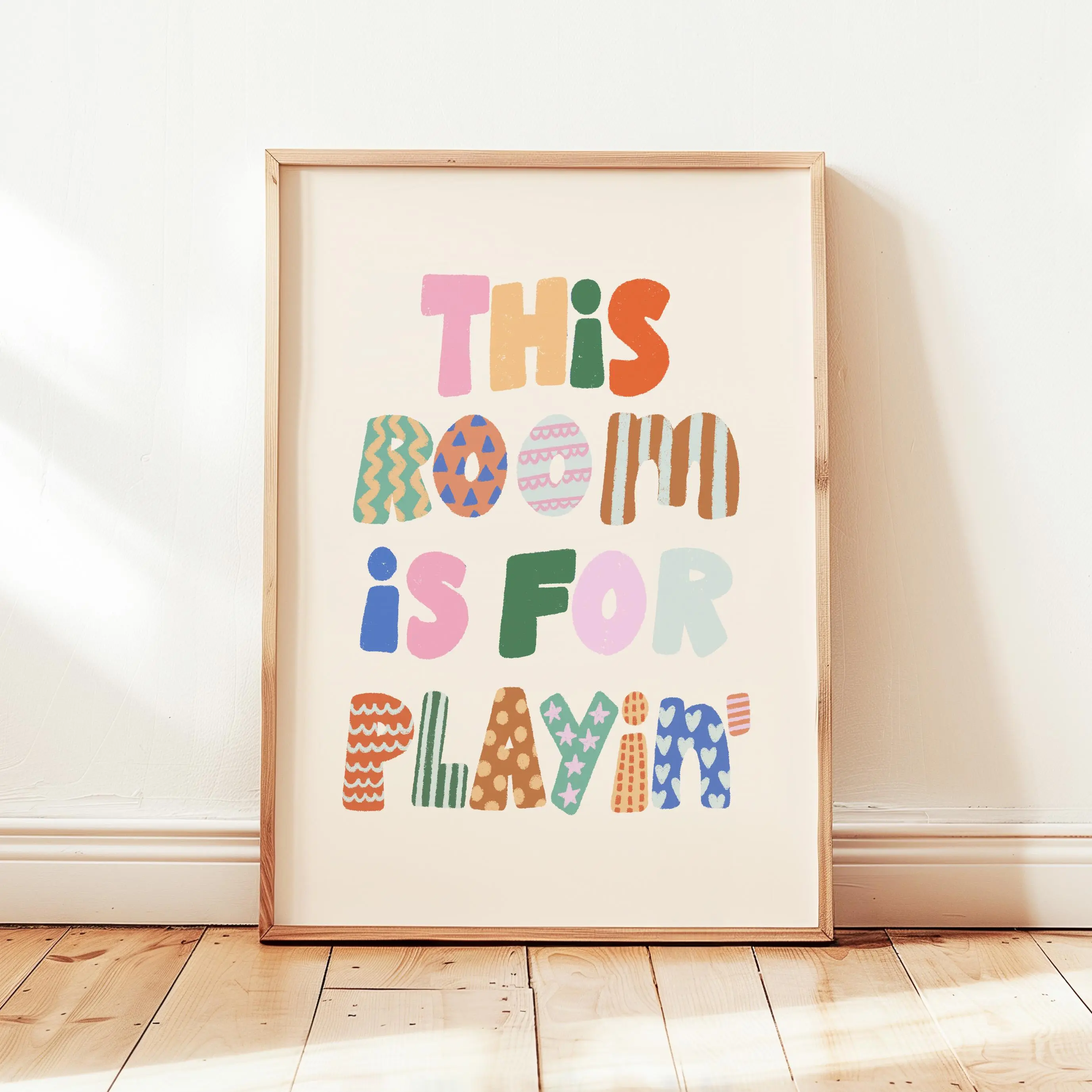 [Unframed] This Room Is For Playing Print, Colorful Kids Playroom Poster, Nursery Wall Decor