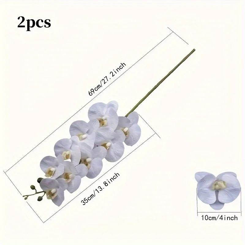 18pcs Set 27inch White Orchids, Elegant Artificial Flowers, Suitable for Tall Vases