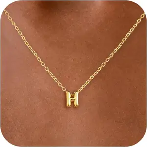 Initial Necklaces for Women Bubble Gold Silvery Letter Necklace Dainty Personalized Charm Pendant Name Necklace Cute Non Tarnish Fashion Accessories Teen Gift Trendy Stuff Jewelry Gifts