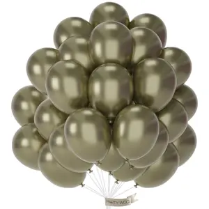 PartyWoo Metallic Green Balloons 50pcs 12 Inch Metallic Sage Olive Green Boho Neutral Balloons for Graduation Wedding Engagement Baby Shower Woodland Jungle Birthday Party Decorations Green-G126