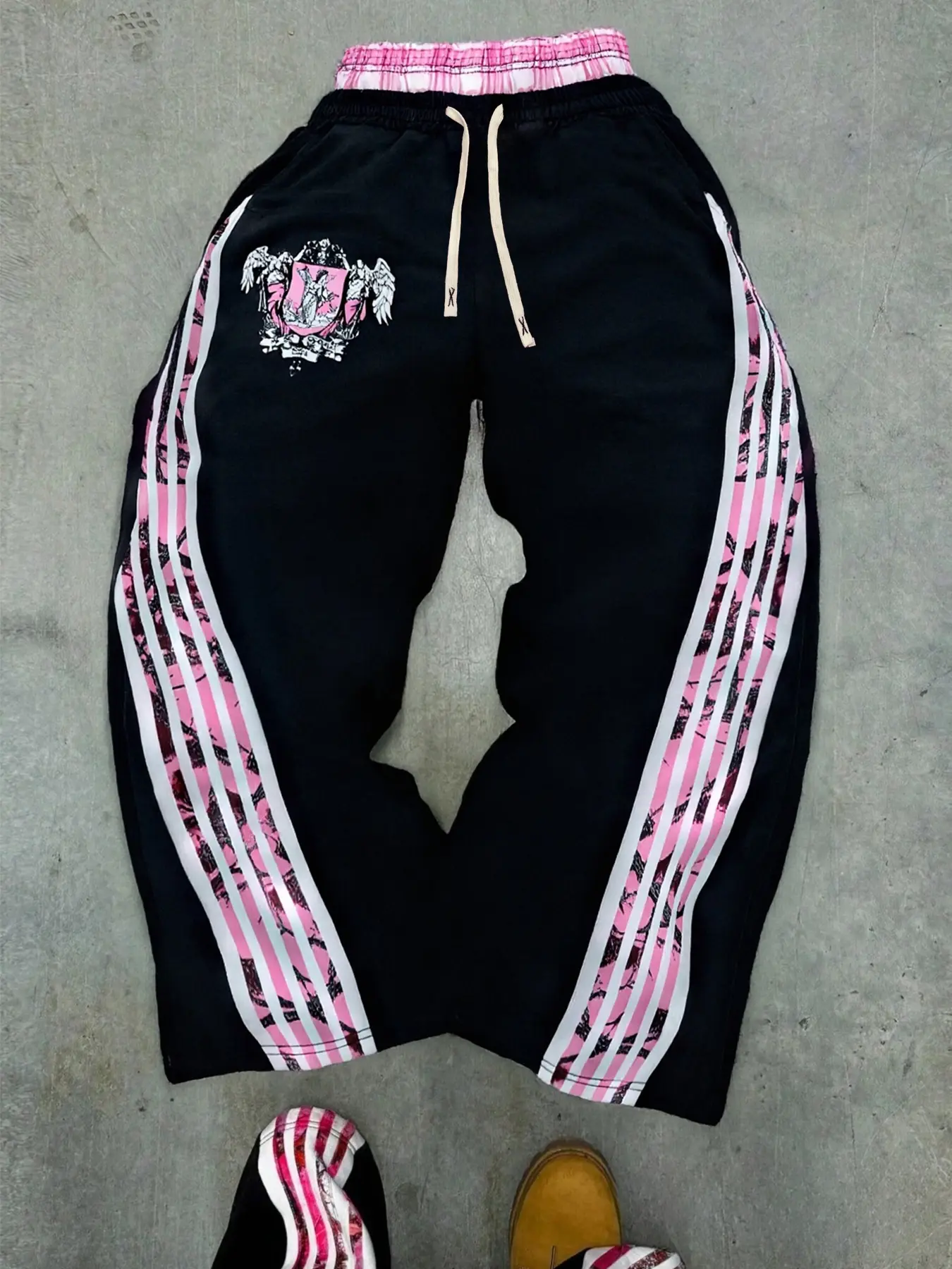 Y2K Style Streetwear Adjustable Drawstring Waist Striped Loose Fit Casual Athletic Activewear Unisex Pants for Men & Women, Fall Winter Fashion Hip Hop Trendy Gift Sports clothes