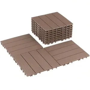 44 Plastic Interlocking Deck Tiles, Patio Deck Tiles, Outdoor All Weather Use, Patio Decking Tiles for Outdoor, Poolside, Balcony, Backyard