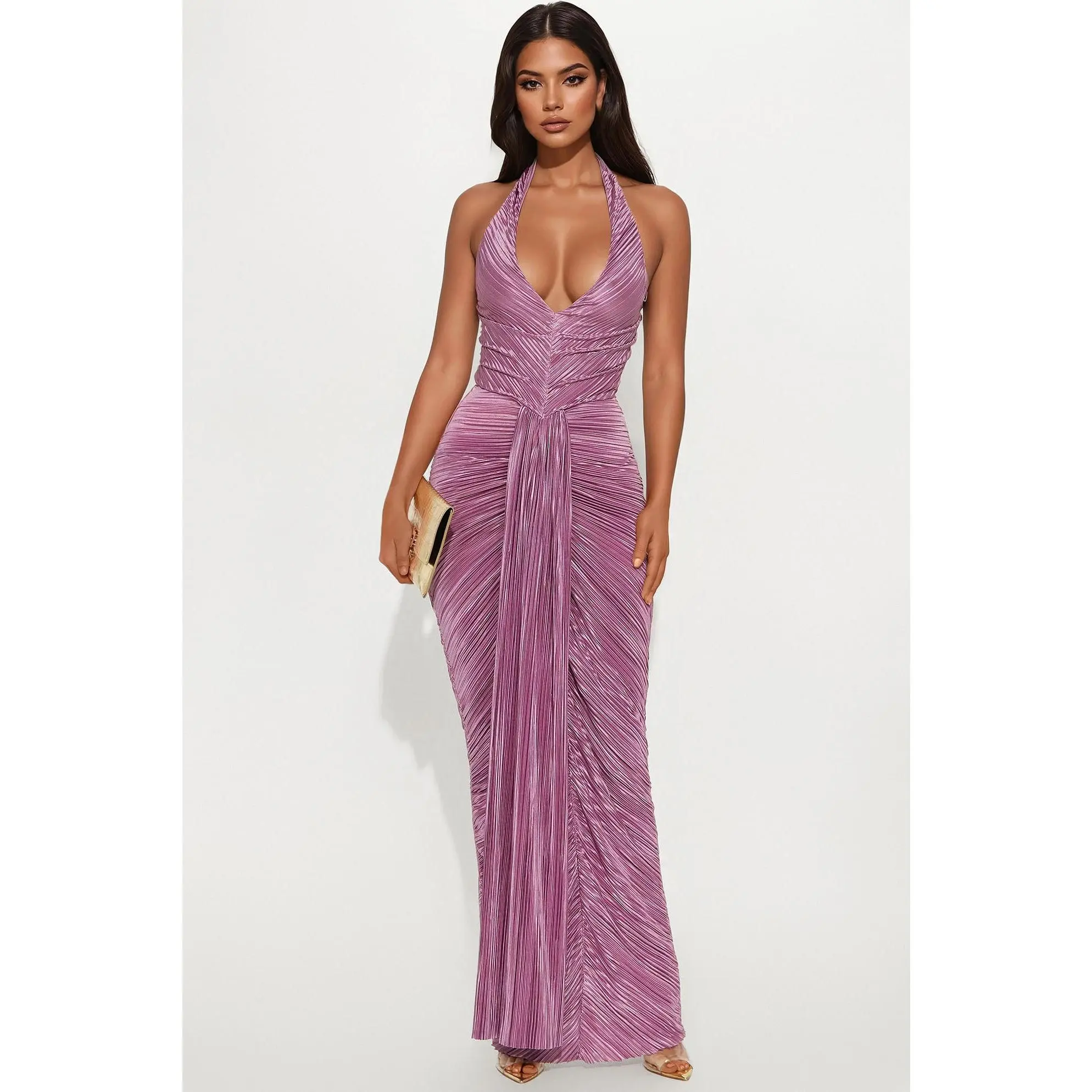 My Moment Pleated Maxi Dress - Mauve