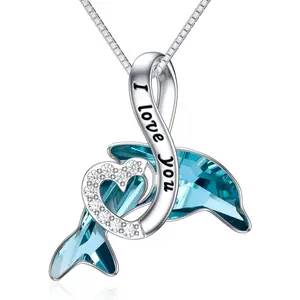 TOUPOP Dolphin Gifts for Women Sterling Silver Crystal Dolphin Jewelry Birthday Valentines Day Gifts for Women Her Mom b0