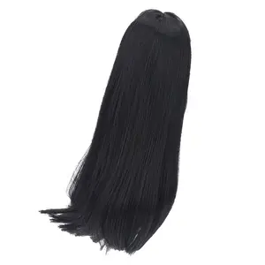 Doll Wig 8 to 9 Inch Heat Resistant Fiber Straight Wig 1/3 Doll Hair Replacement Wigs for DIY Black