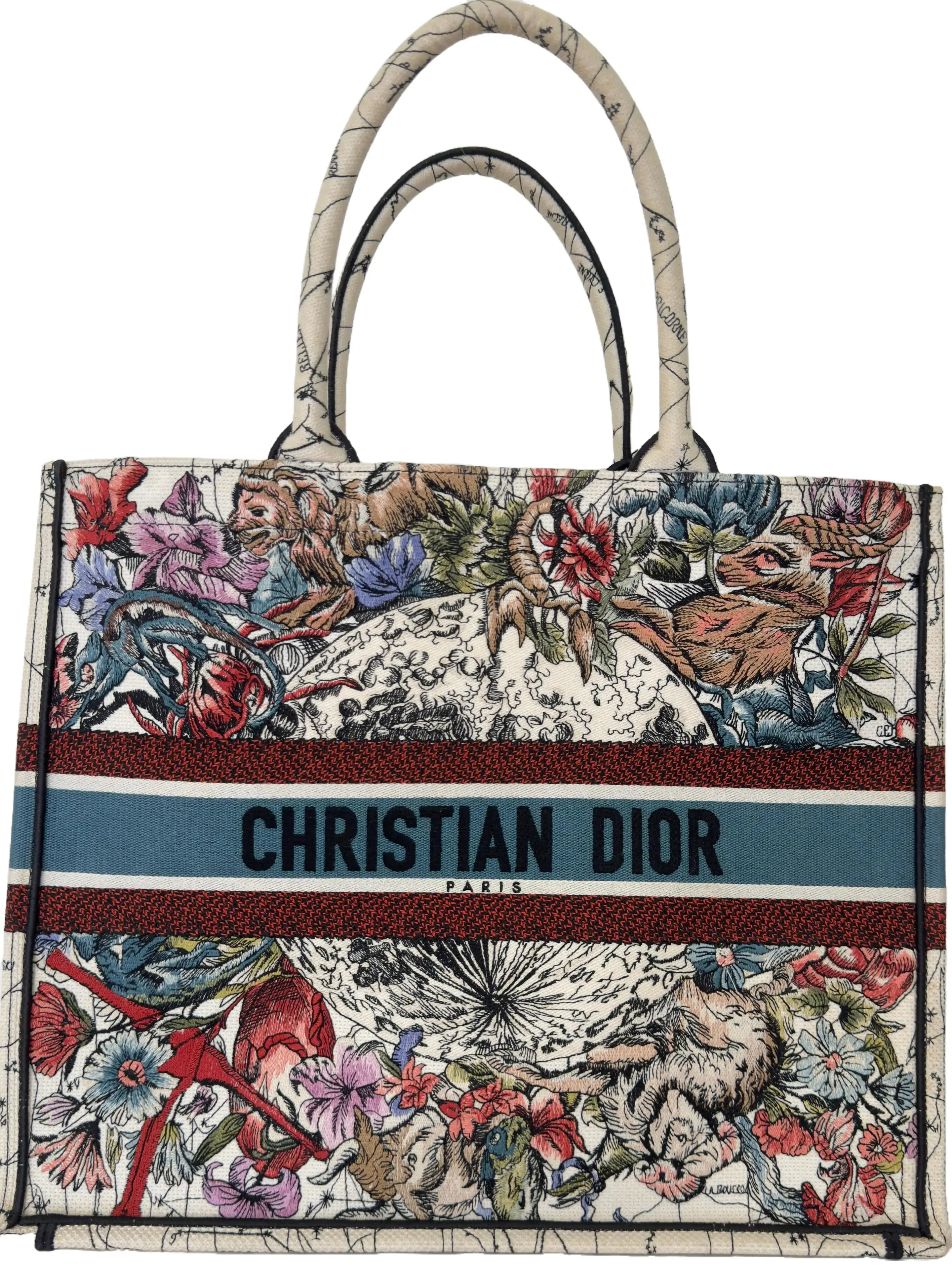 Pre-owned Dior Embroidered Canvas Tote Bags Large Zodiac Book Tote