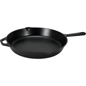 Pre-Seasoned Cast Iron Skillet, Oven Safe, Even Heating, Heat Distribution, Stove Compatible, Heavy-Duty, 15-Inch, Black