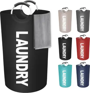 90L Large Foldable Fabric Laundry Basket  , Waterproof Laundry Hamper, Laundry Bag with Padded Handles, Clothes Hamper Stands Up Well, Collapsible Laundry Basket Easy Storage